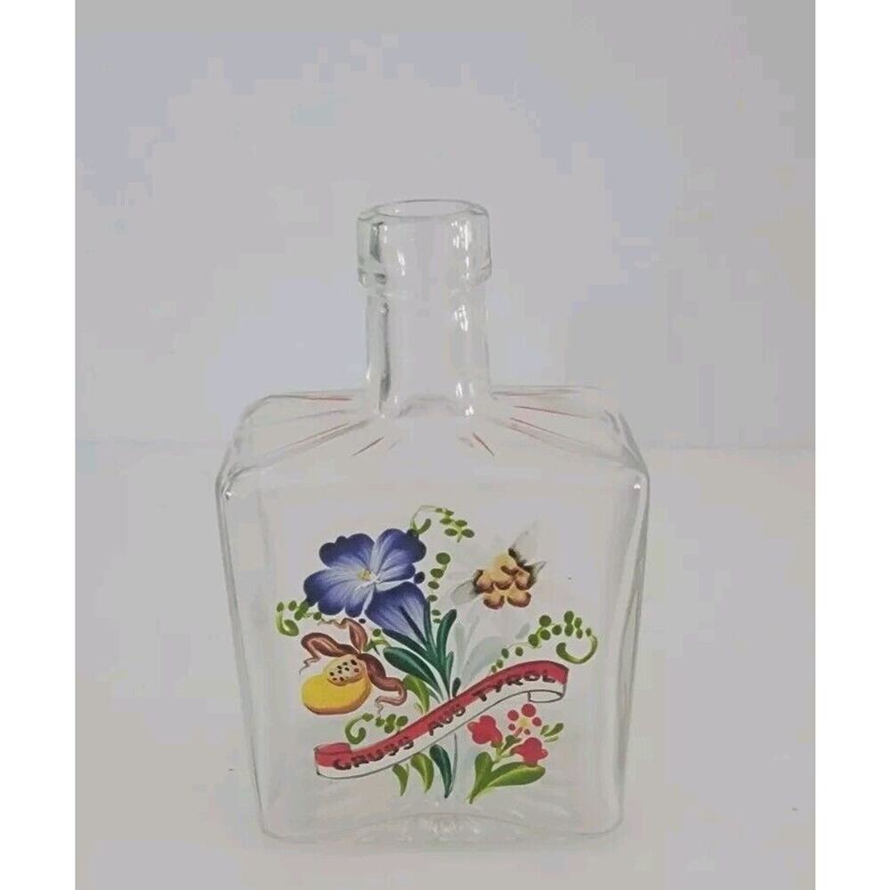 Antique Austrian Handpainted Glass Vanity Bottle Grugg Aus Tyrol
